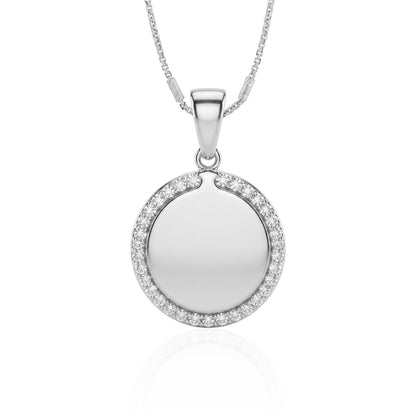 Radiant Circle Halo 925 Sterling Silver Pendant