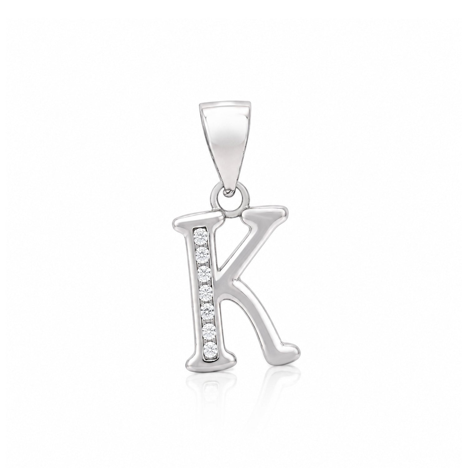 Radiant Crystal Initial K 925 Sterling Silver Pendant