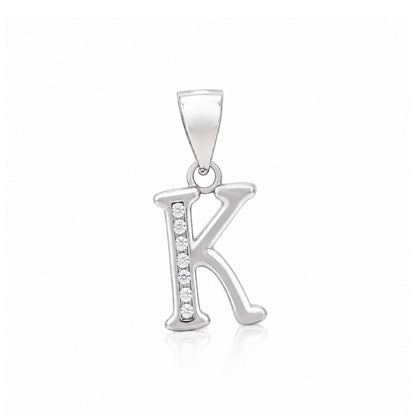 Radiant Crystal Initial K 925 Sterling Silver Pendant