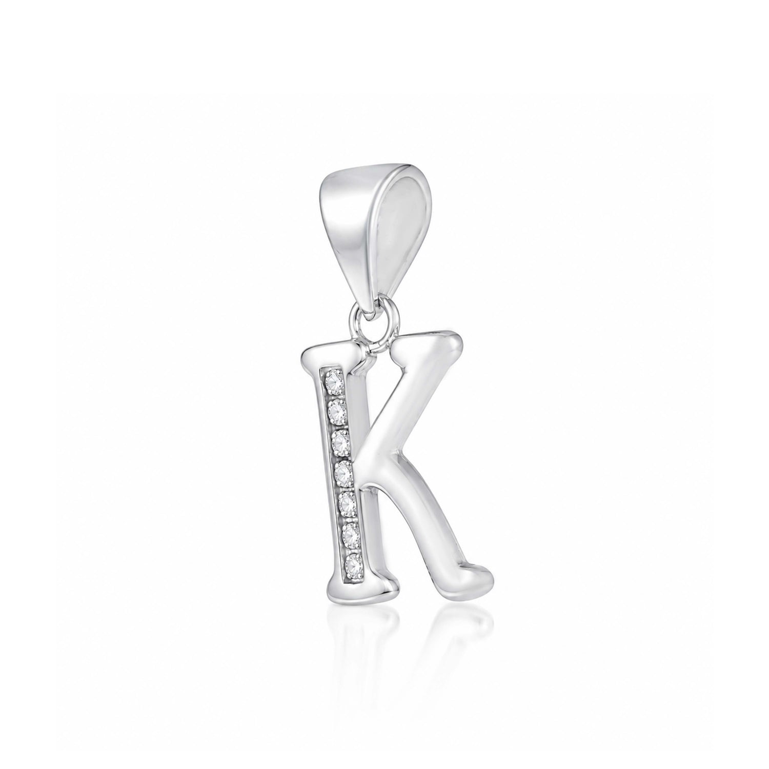 Radiant Crystal Initial K 925 Sterling Silver Pendant
