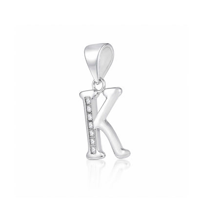 Radiant Crystal Initial K 925 Sterling Silver Pendant