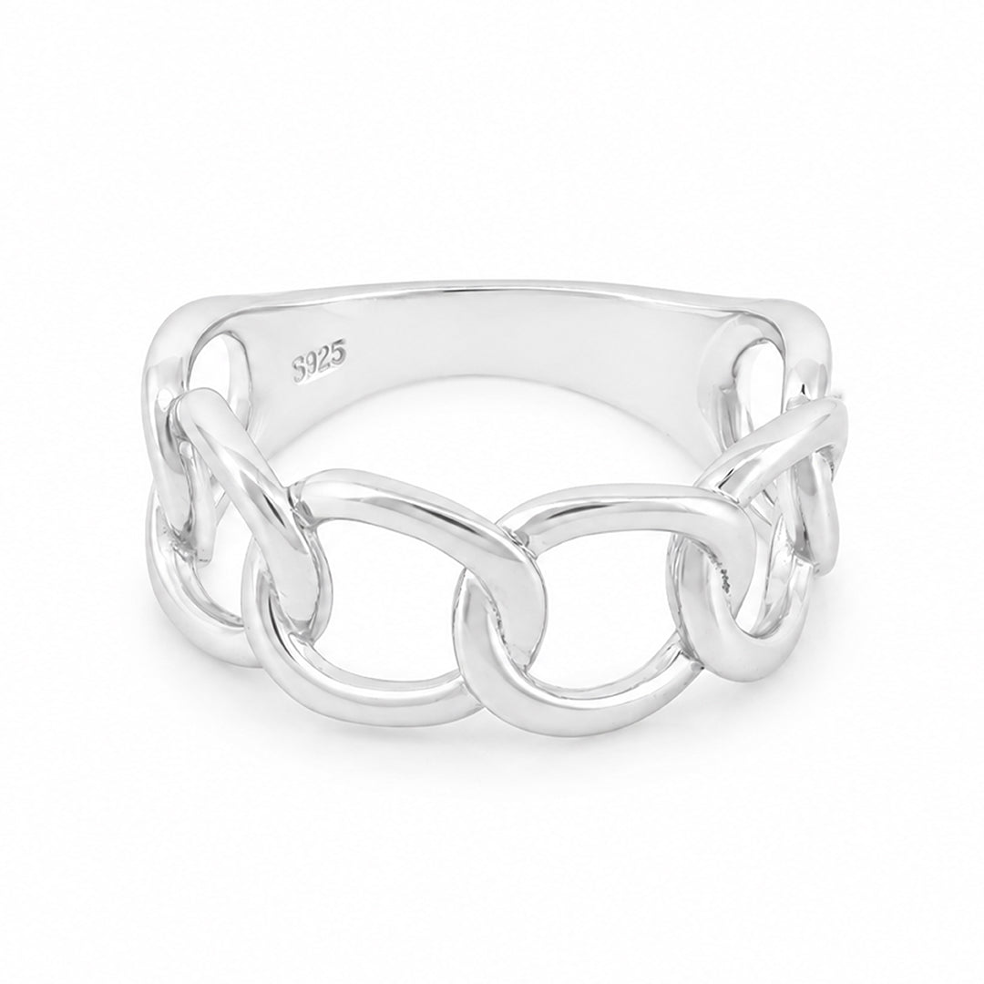 Radiant Curb Link 925 Sterling Silver Ring for Women