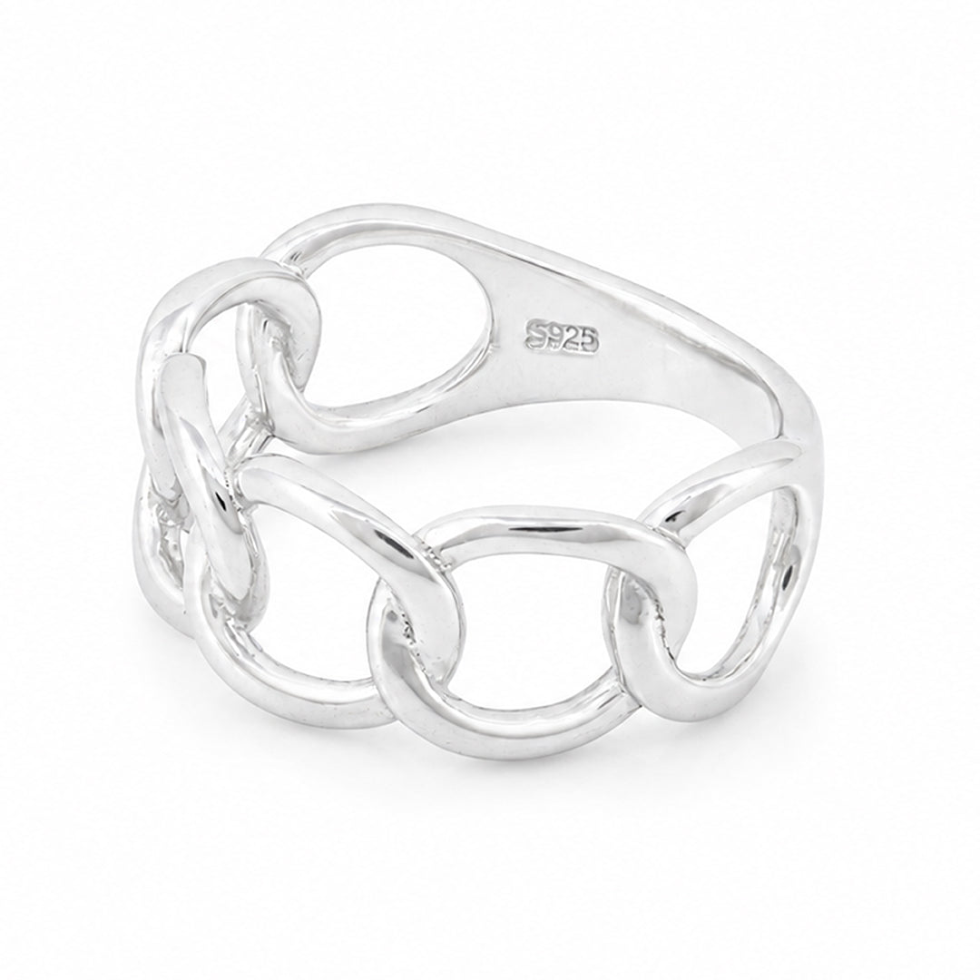 Radiant Curb Link 925 Sterling Silver Ring for Women