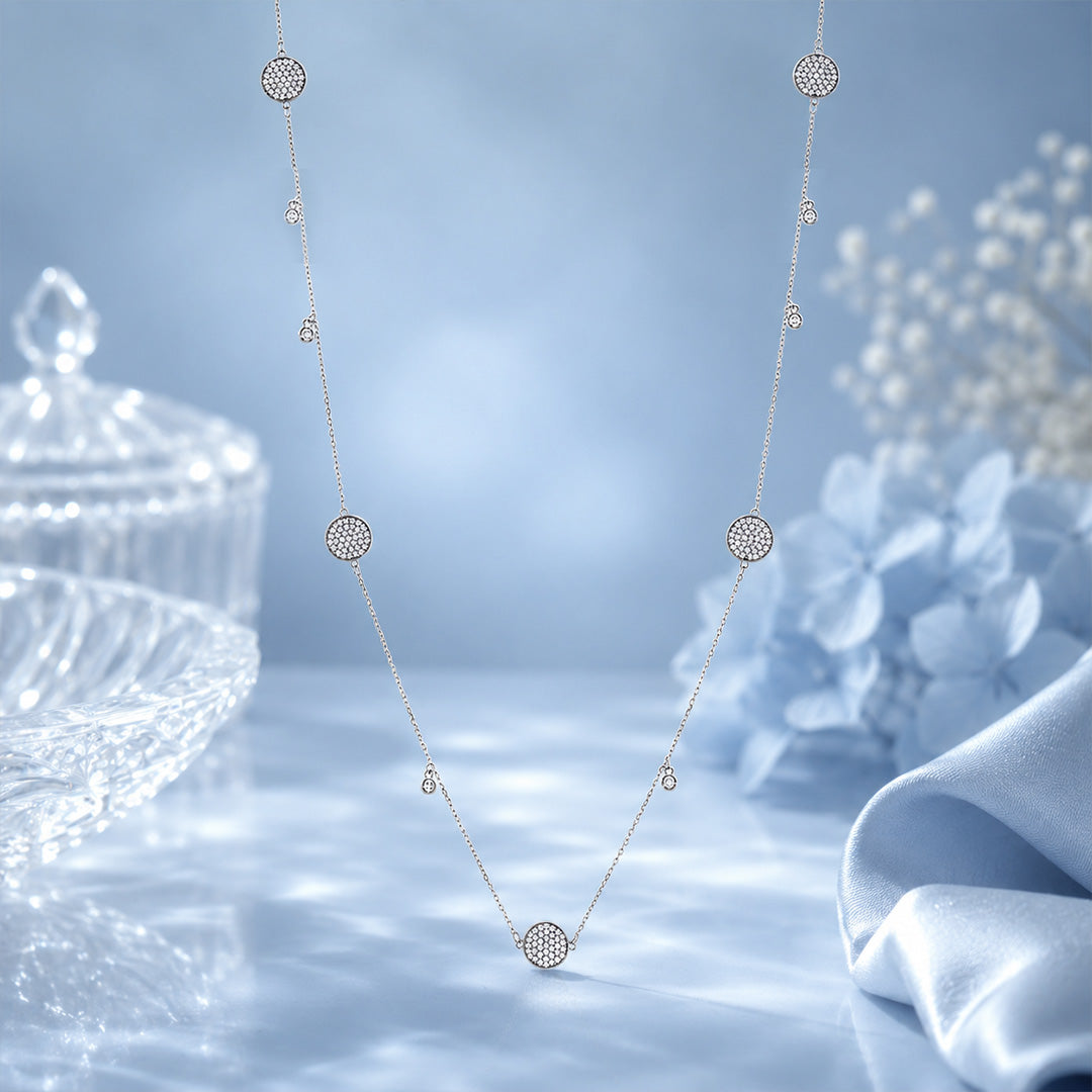 Radiant Droplet Charm 925 Sterling Silver Chain Pendant  for Women