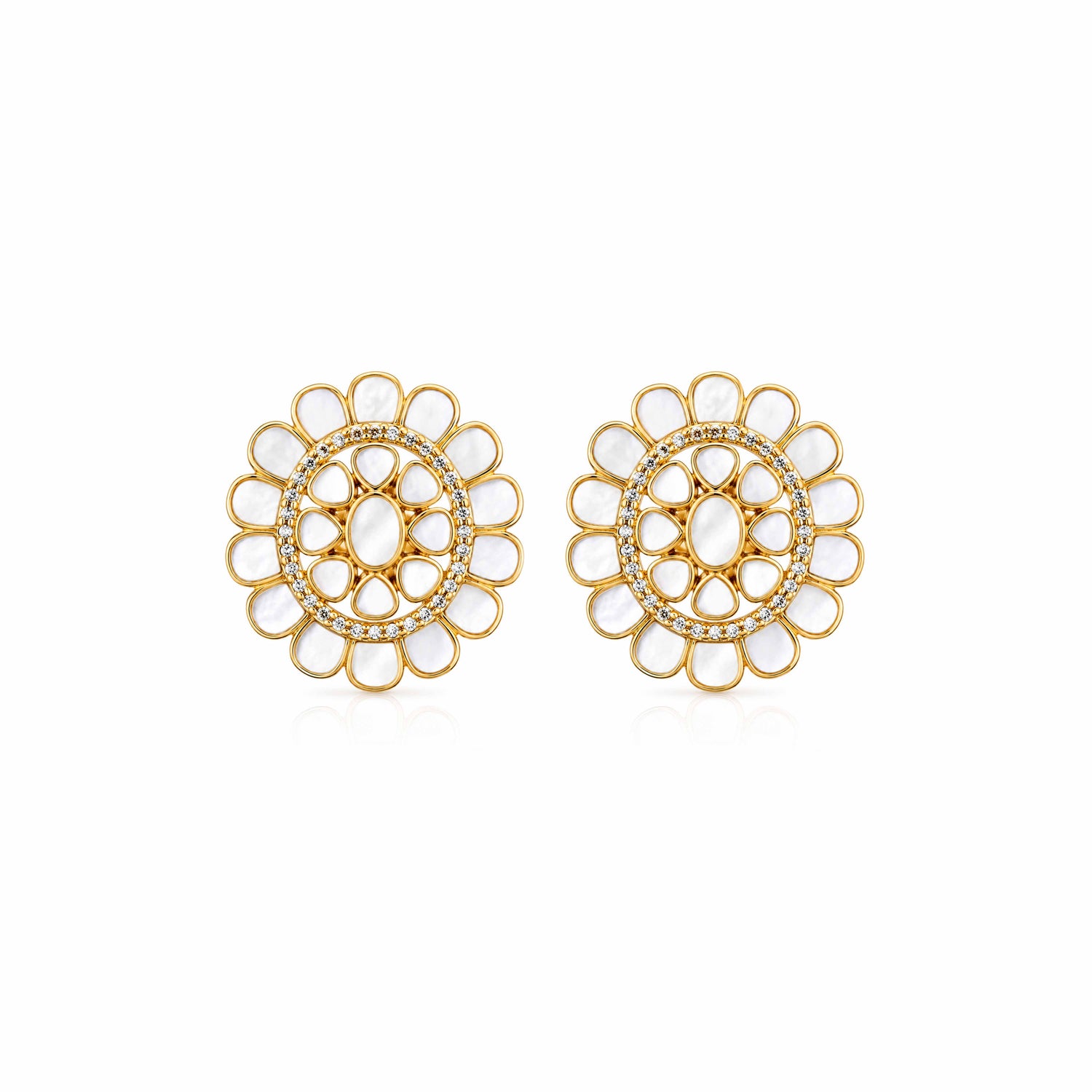 Radiant Floral Halo 925 Sterling Silver Designer Earring