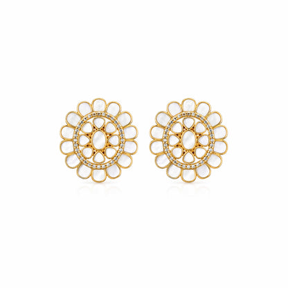 Radiant Floral Halo 925 Sterling Silver Designer Earring