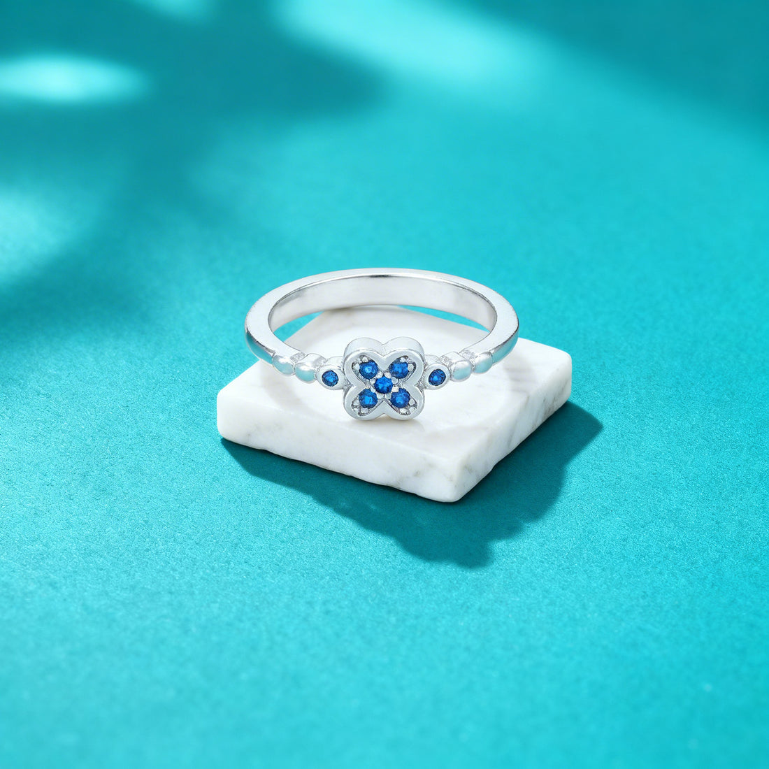 Radiant Four Leaf Clover 925 Sterling Silver Ring for Women