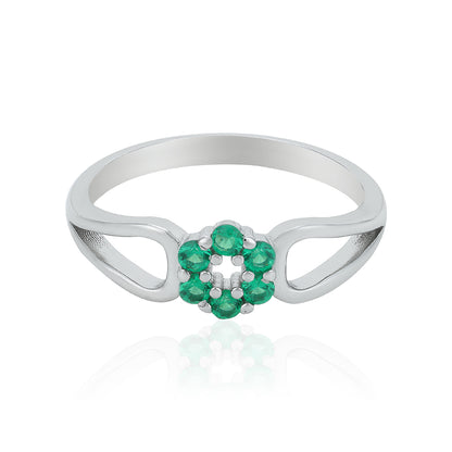 Radiant Green Bloom 925 Sterling Silver Ring for Women