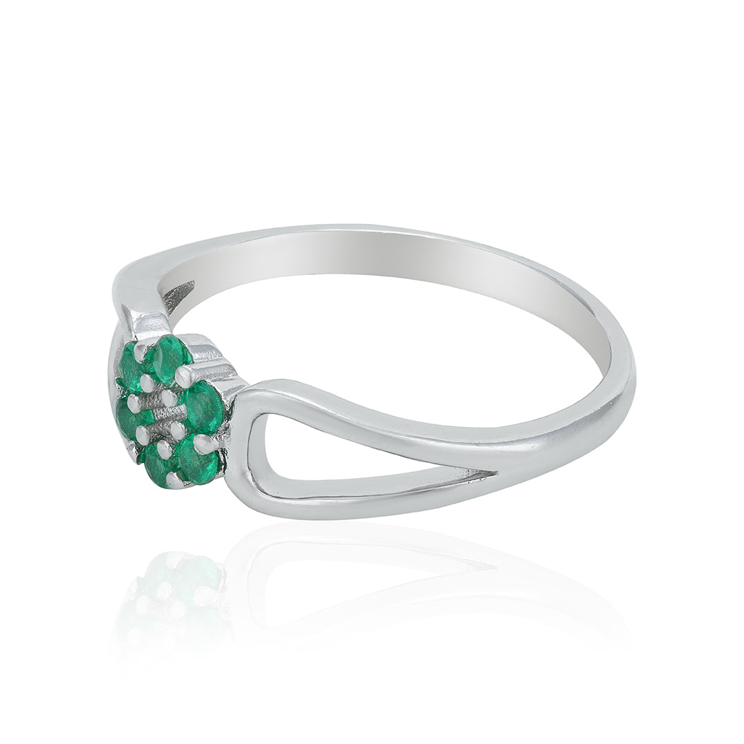 Radiant Green Bloom 925 Sterling Silver Ring for Women