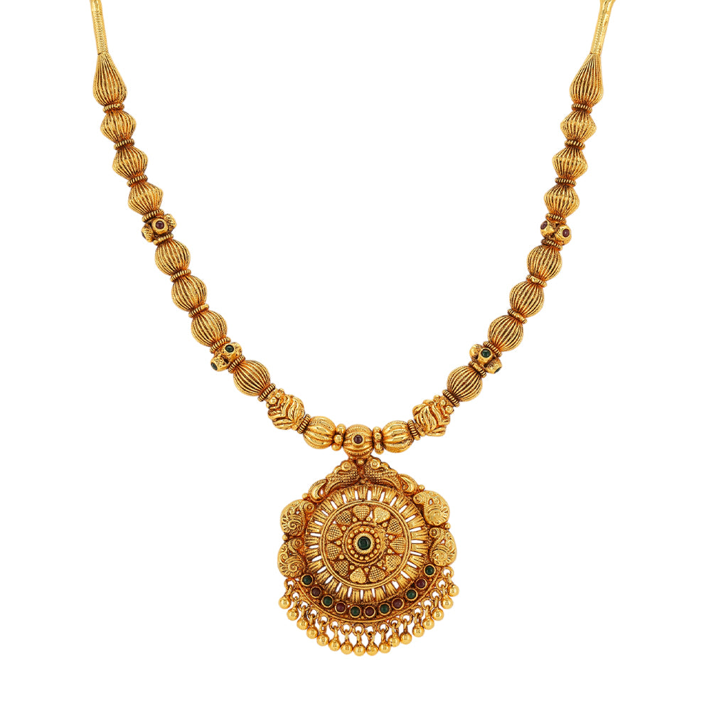 Radiant Hearts Manga Motif Pendant 925 Golden Bead Necklace