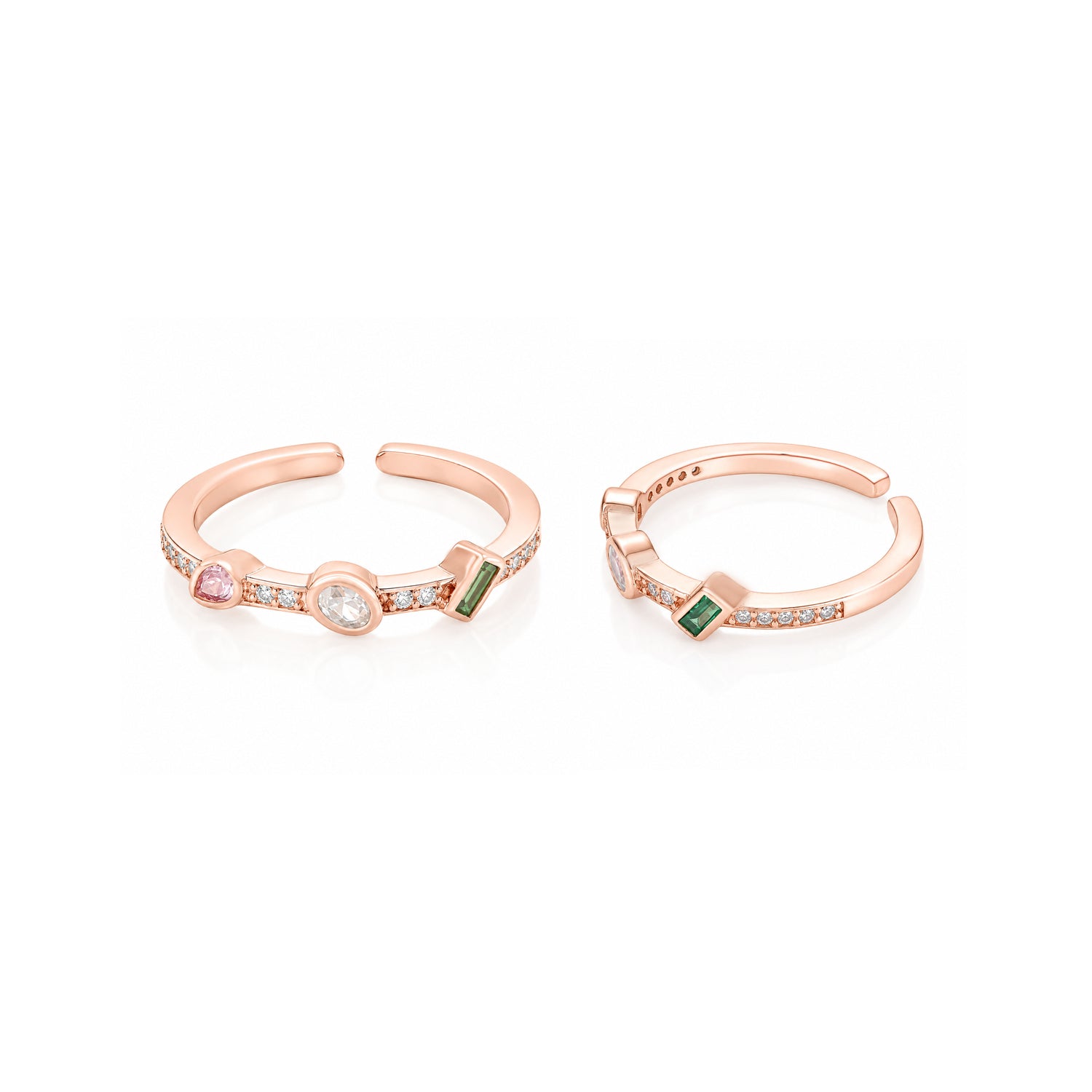 Radiant Multi-Color Mixed Rose Gold Adjustable Toe Ring