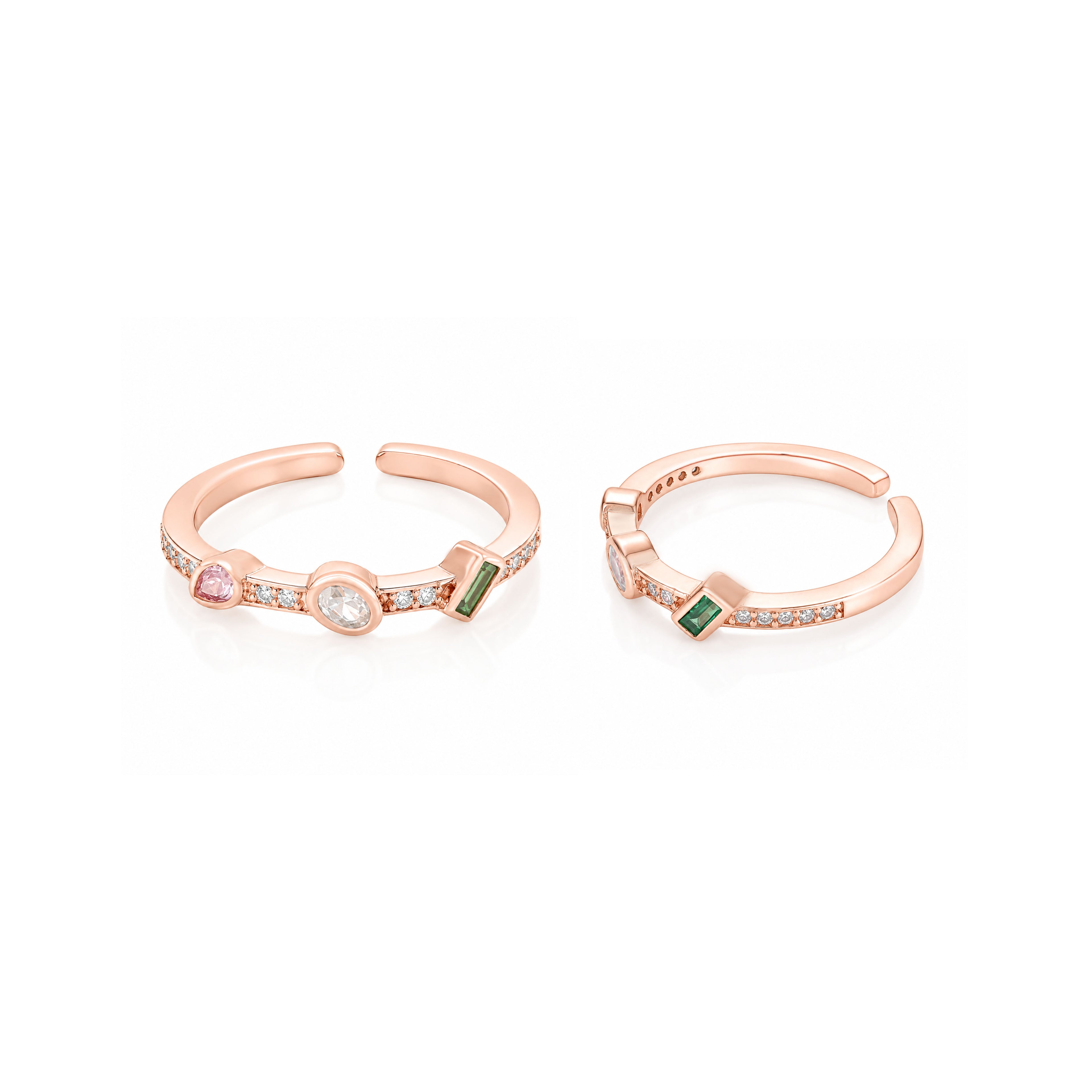 Radiant Multi-Color Mixed Rose Gold Adjustable Toe Ring