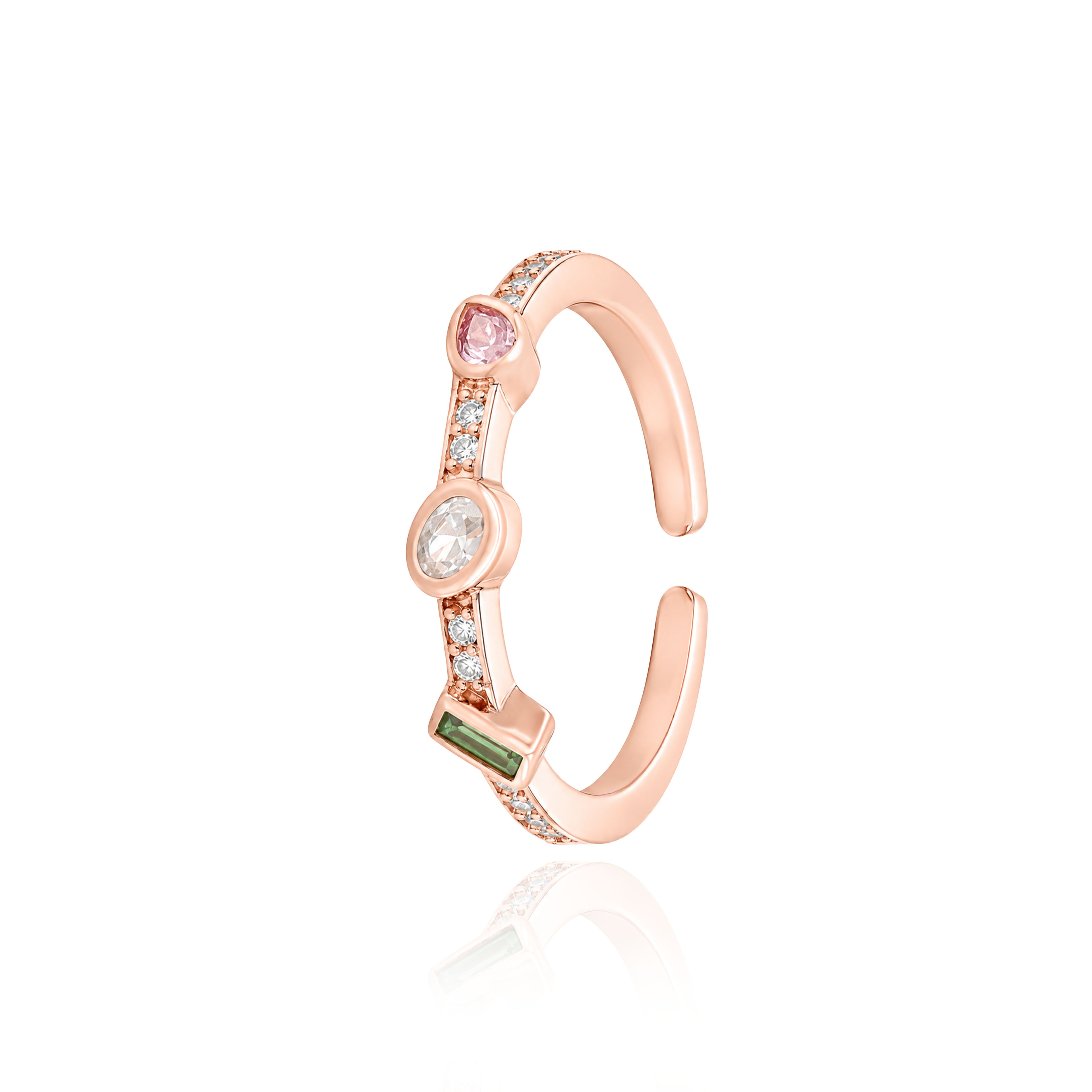 Radiant Multi-Color Mixed Rose Gold Adjustable Toe Ring