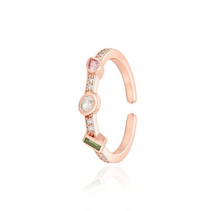 Radiant Multi-Color Mixed Rose Gold Adjustable Toe Ring