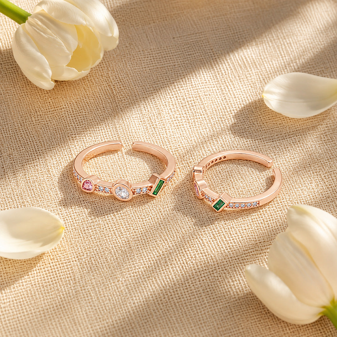 Radiant Multi-Color Mixed Rose Gold Adjustable Toe Ring