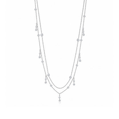 Radiant Multi-Layer Droplet Pendant Necklace 925 Sterling Silver Necklace for Women