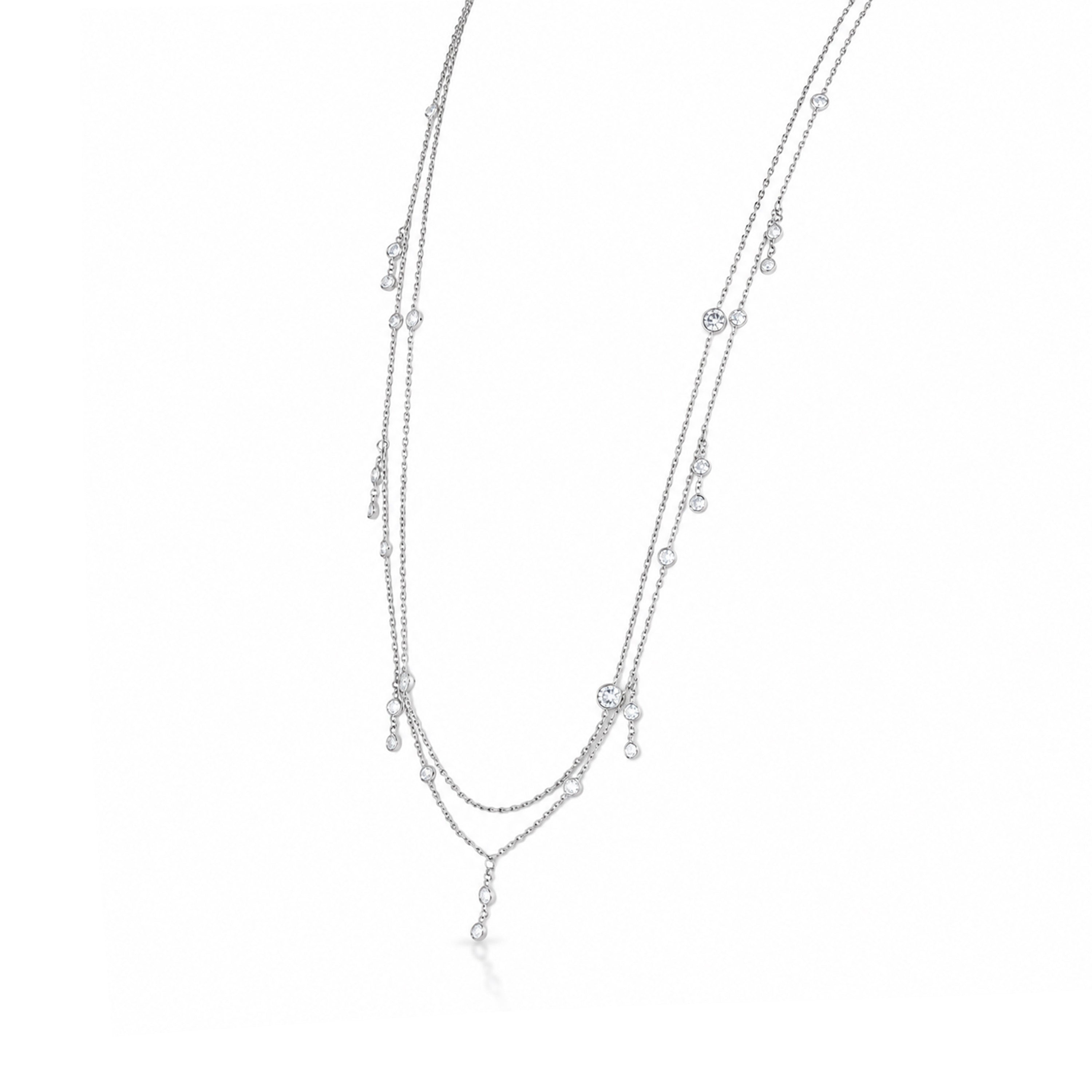 Radiant Multi-Layer Droplet Pendant Necklace 925 Sterling Silver Necklace for Women
