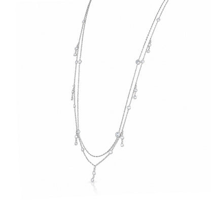 Radiant Multi-Layer Droplet Pendant Necklace 925 Sterling Silver Necklace for Women