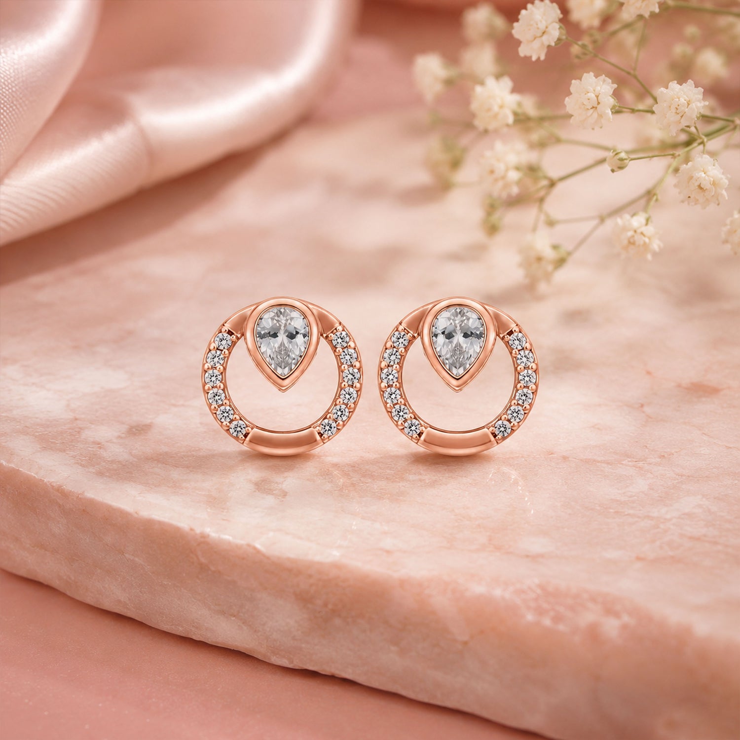 Radiant Pear Orbit 925 Sterling Silver Designer Earring