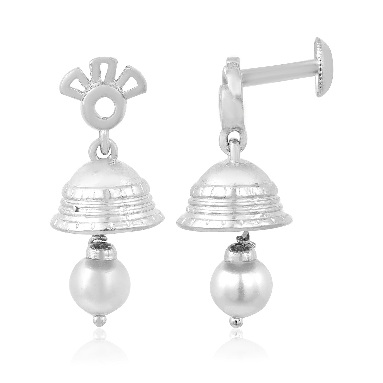Radiant Pearl Drop Jhumki Earrings In Serling Silver