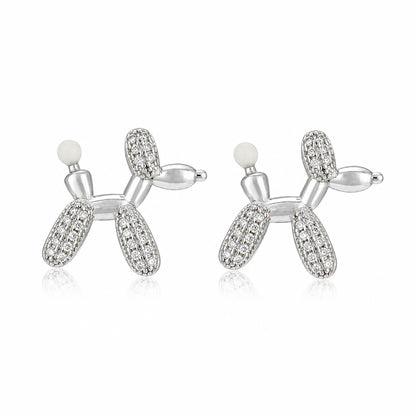 Radiant Puppy Form 925 Sterling Silver Statement Earrings