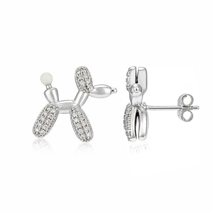 Radiant Puppy Form 925 Sterling Silver Statement Earrings