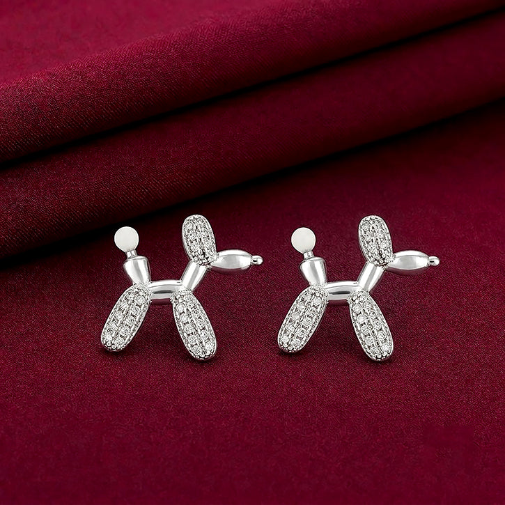 Radiant Puppy Form 925 Sterling Silver Statement Earrings