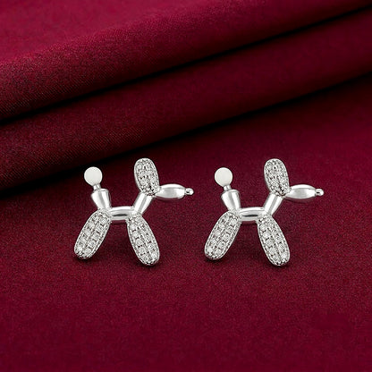Radiant Puppy Form 925 Sterling Silver Statement Earrings