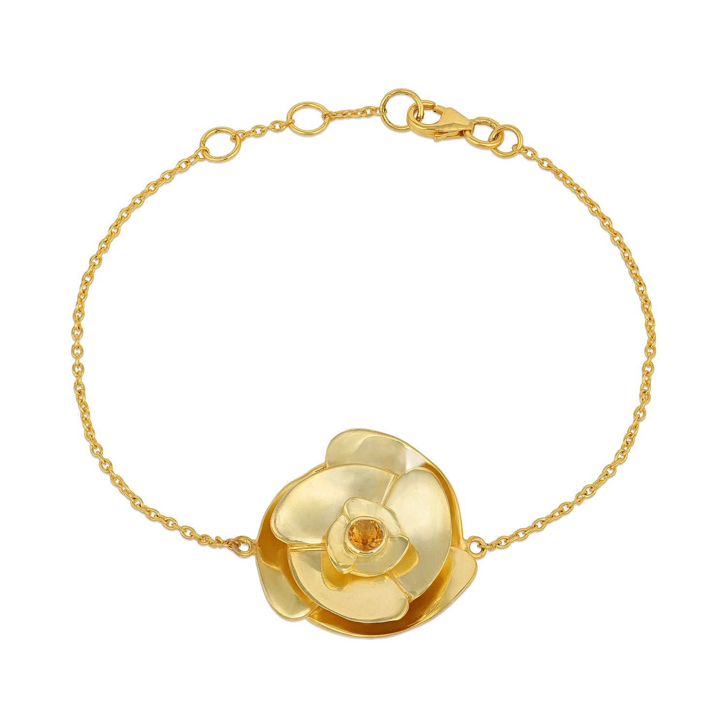 Radiant Sculpted Rose Golden Floral Statement Designer Bracelet
