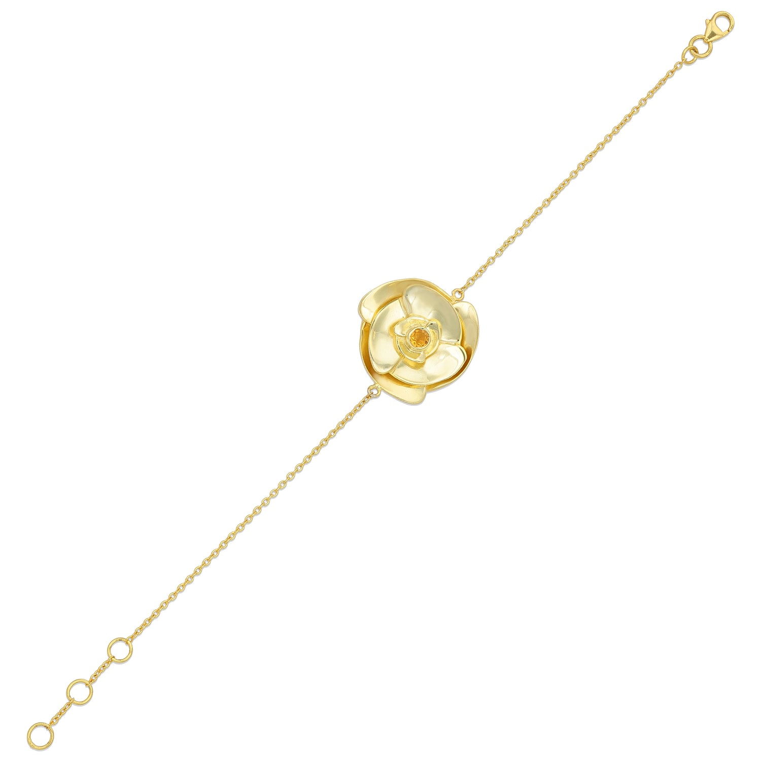 Radiant Sculpted Rose Golden Floral Statement Designer Bracelet