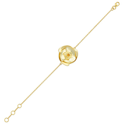 Radiant Sculpted Rose Golden Floral Statement Designer Bracelet