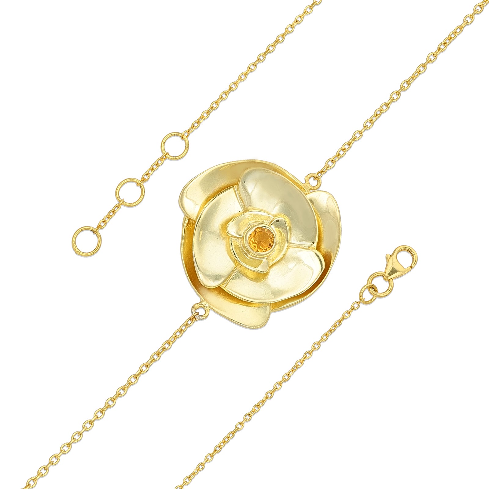 Radiant Sculpted Rose Golden Floral Statement Designer Bracelet