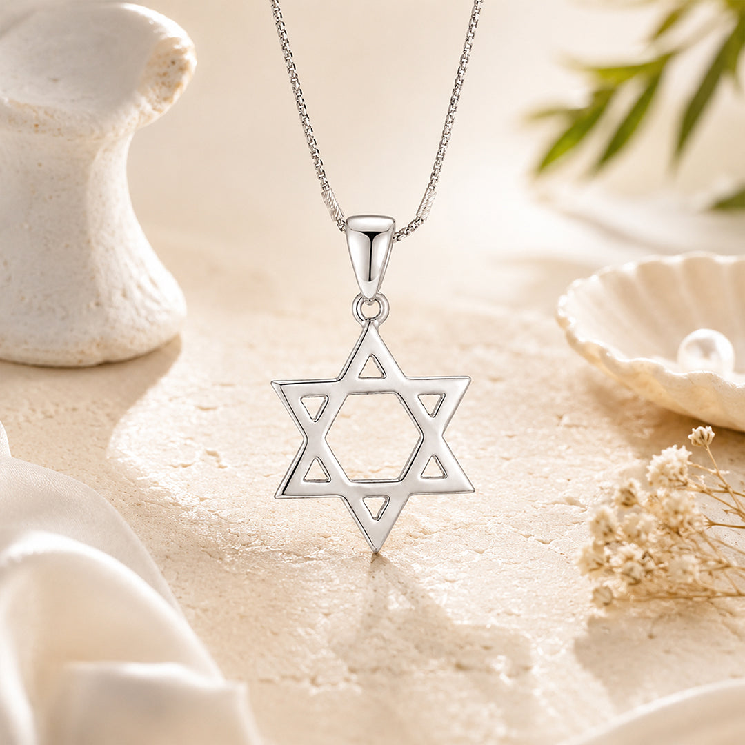 Radiant Six Point Star 925 Sterling Silver Pendant