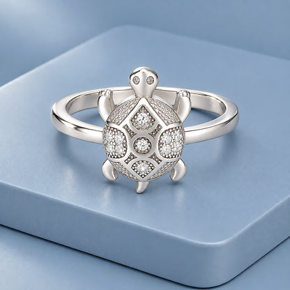 Radiant Tortoise Sparkle 925 Sterling Silver Ring For Men