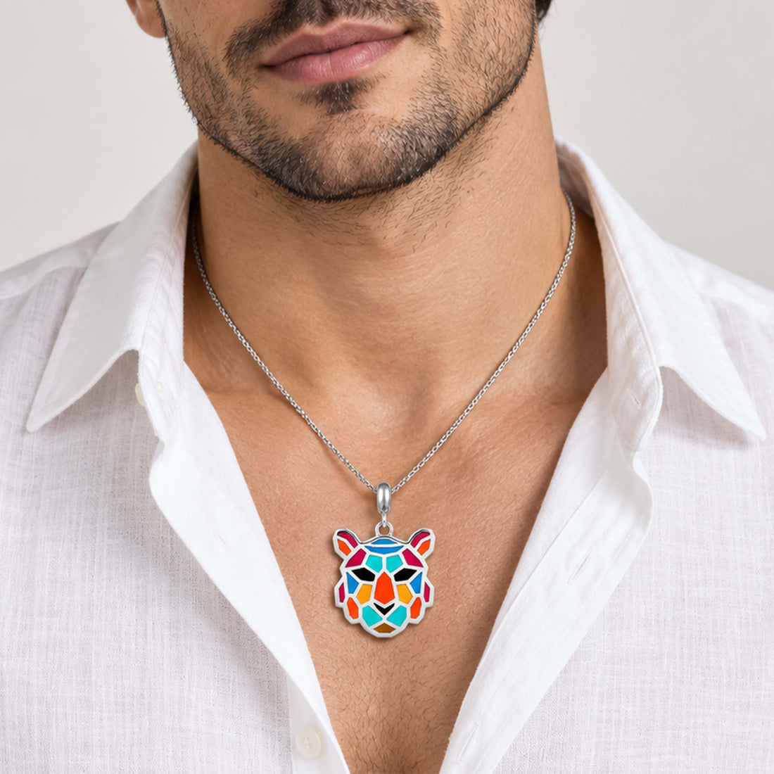 Rainbow Roar 925 Sterling Silver Tiger Pendant