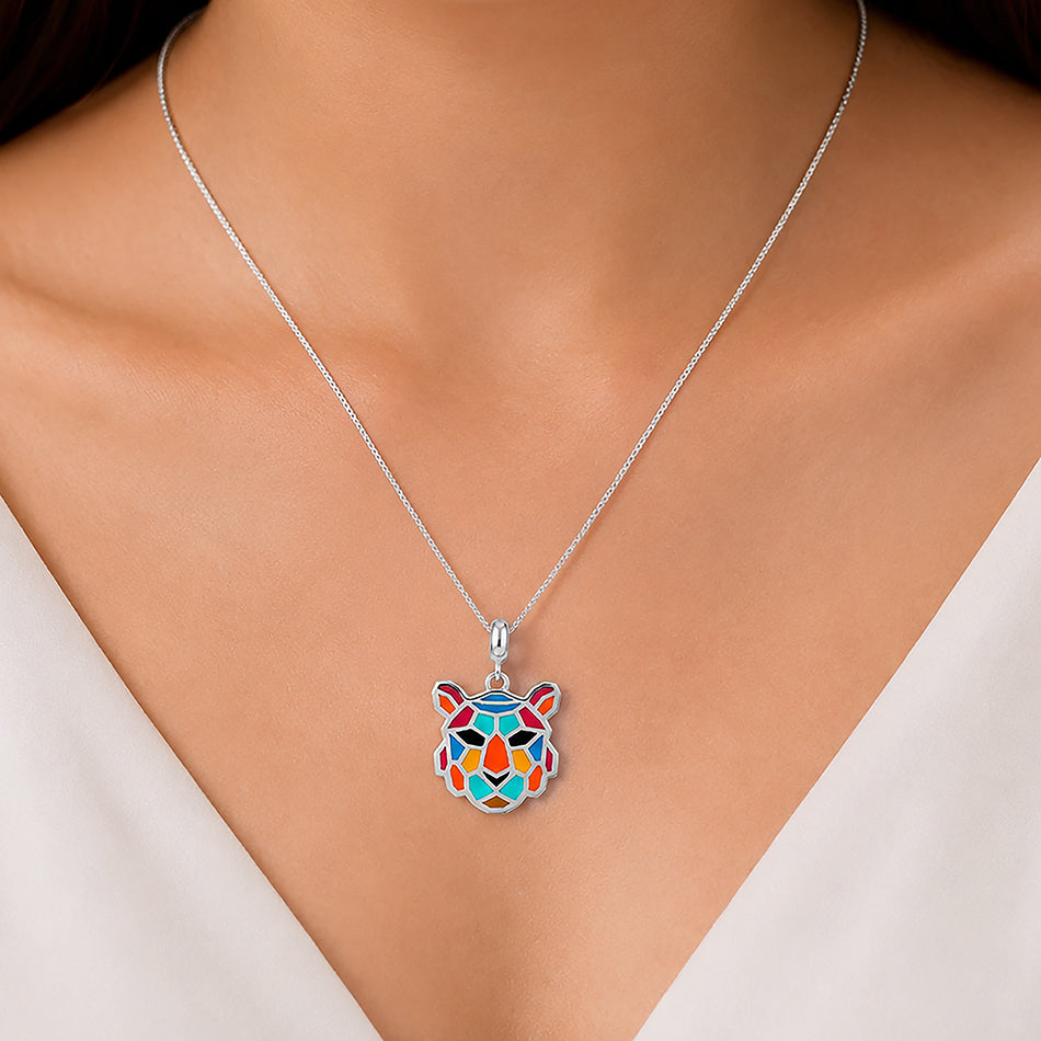 Rainbow Roar 925 Sterling Silver Tiger Pendant