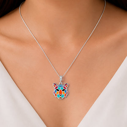 Rainbow Roar 925 Sterling Silver Tiger Pendant