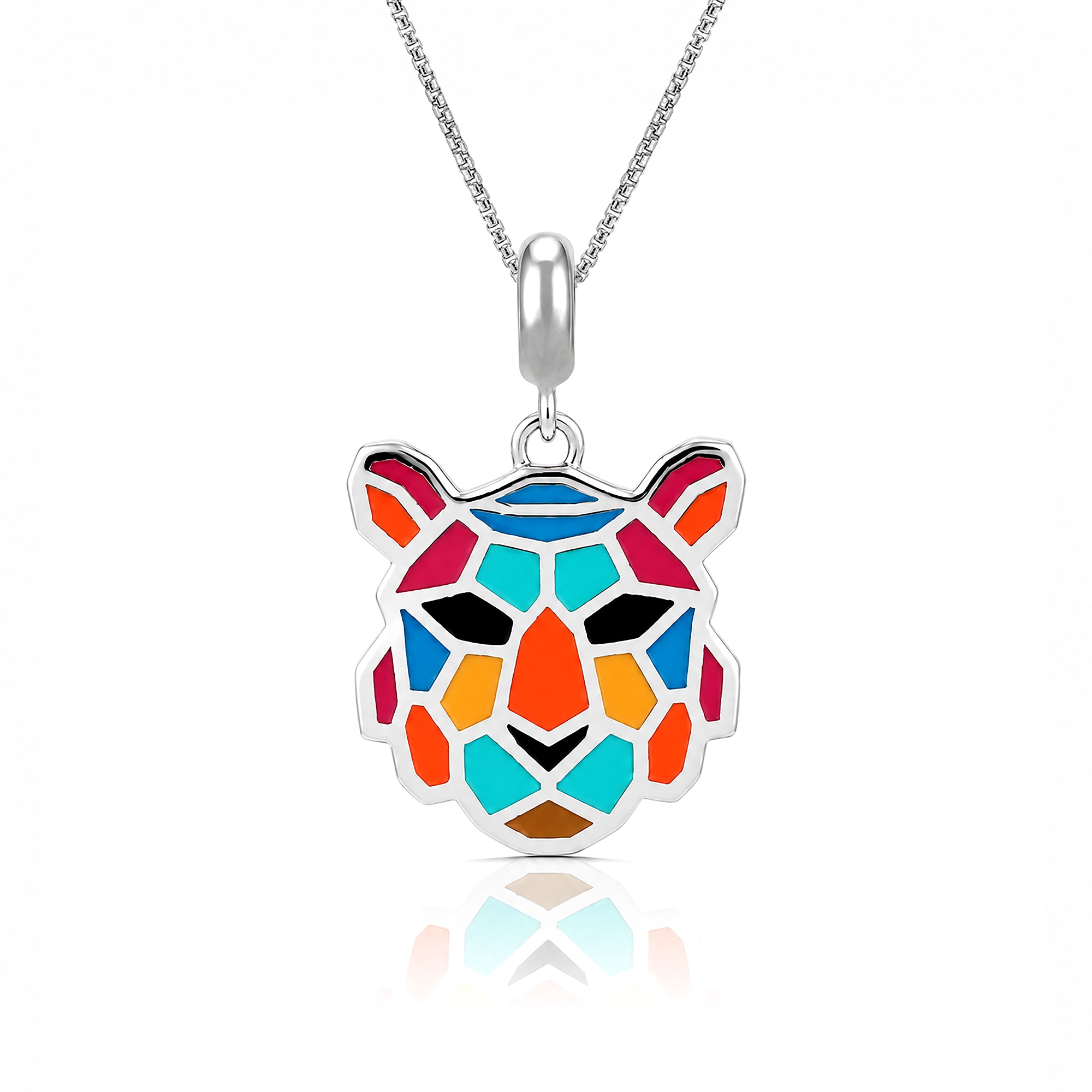 Rainbow Roar 925 Sterling Silver Tiger Pendant