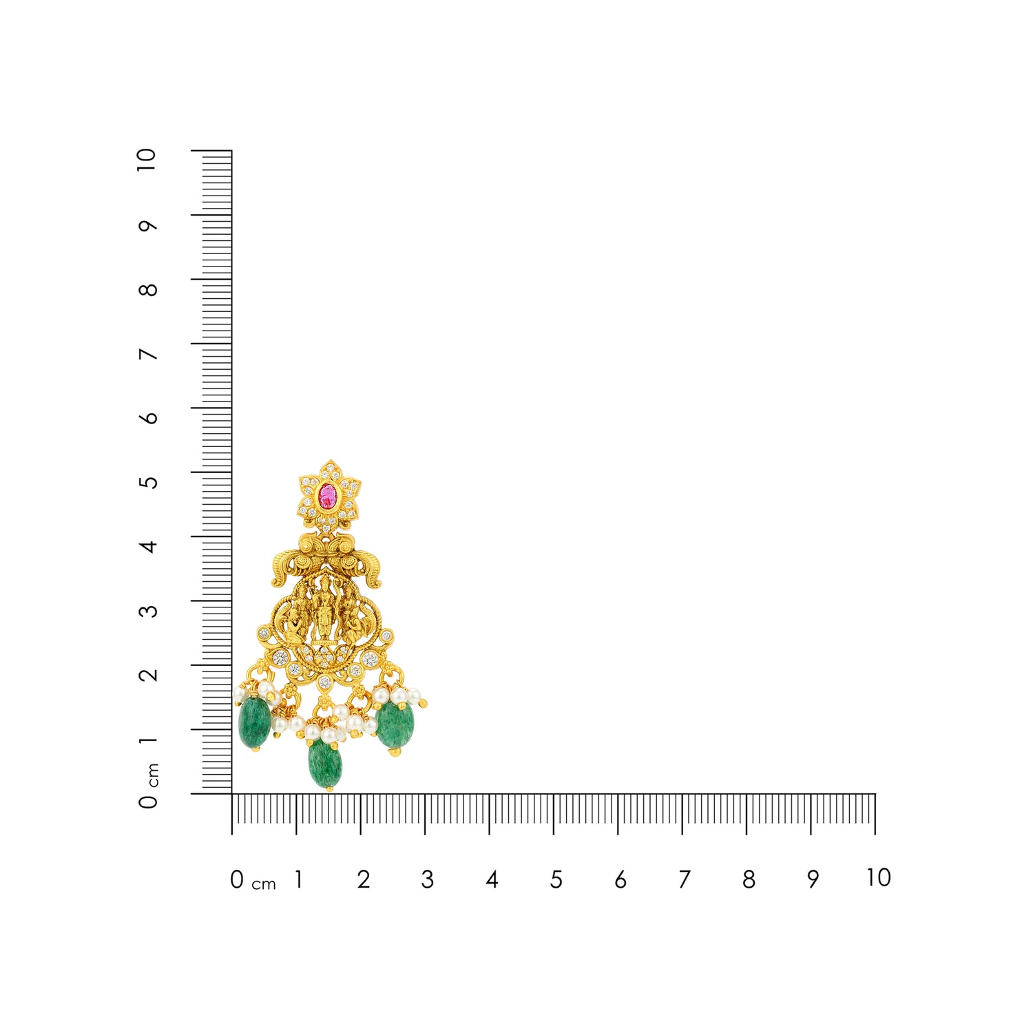 Ram Darbar Temple 925 Sterling Silver Green Drop Earring