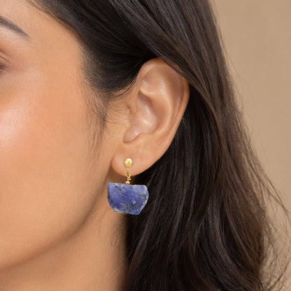 Raw Blue Stone 925 Sterling Silver Earrings