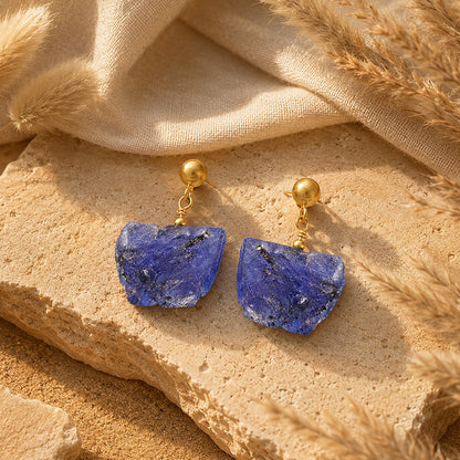 Raw Blue Stone 925 Sterling Silver Earrings