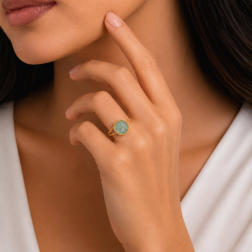Raw Green Crystal 925 Sterling Silver Cocktail Ring