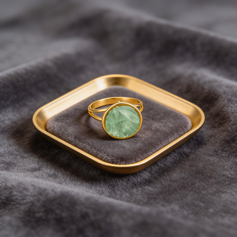 Raw Green Crystal 925 Sterling Silver Cocktail Ring