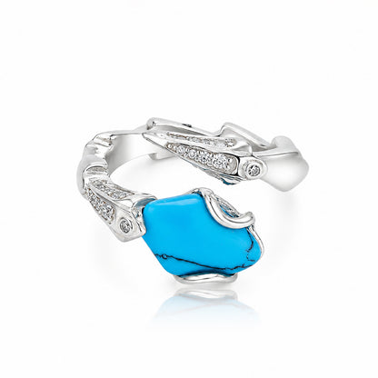 Raw Ocean Style Organic Bypass Silver Ring