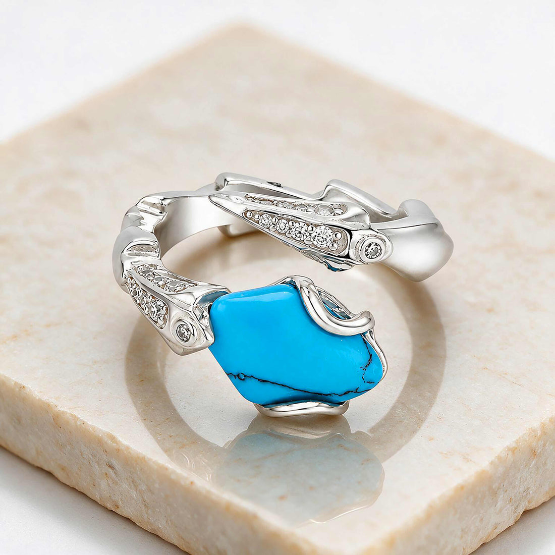 Raw Ocean Style Organic Bypass Silver Ring