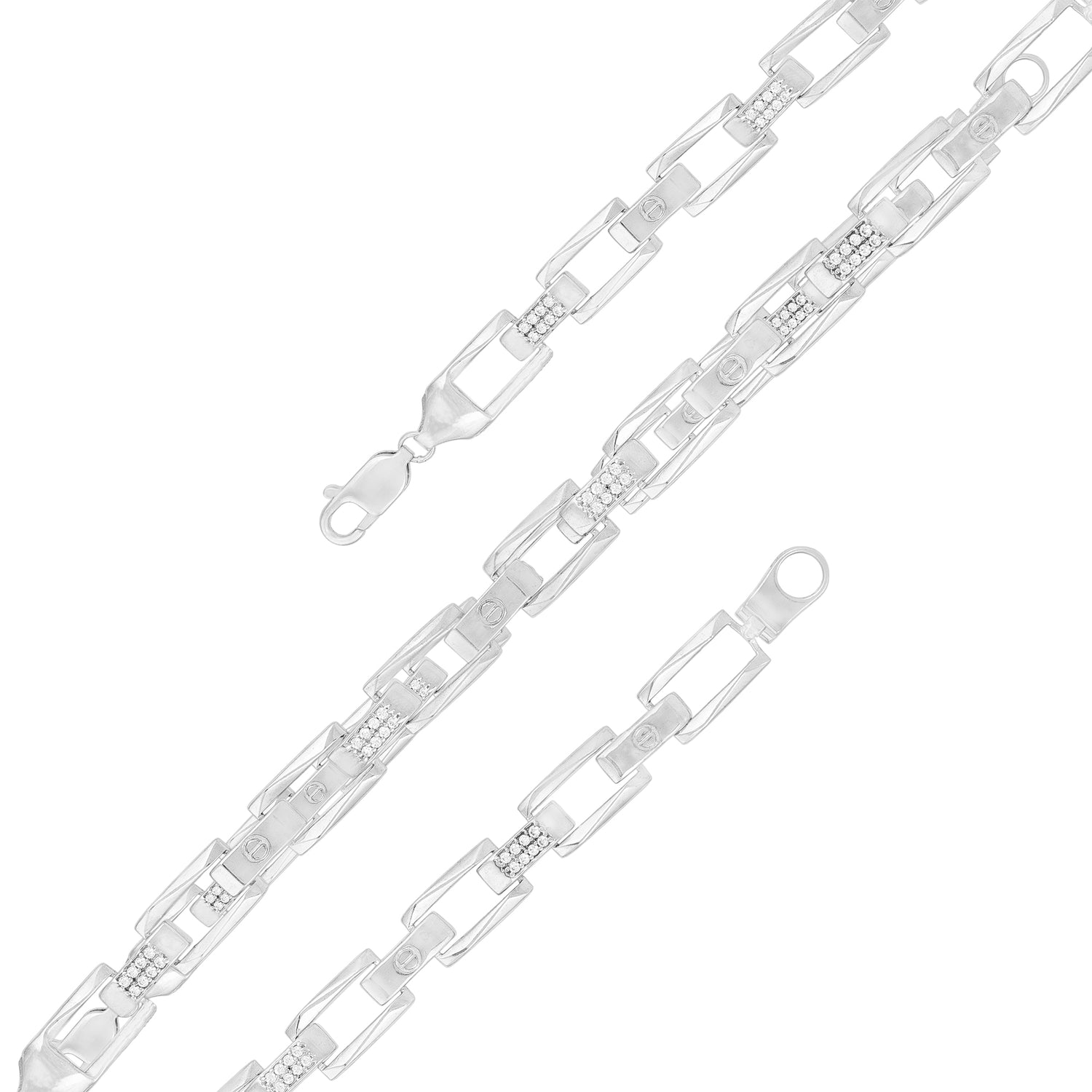 Rectangular Halo Rhodium Plated Bracelet
