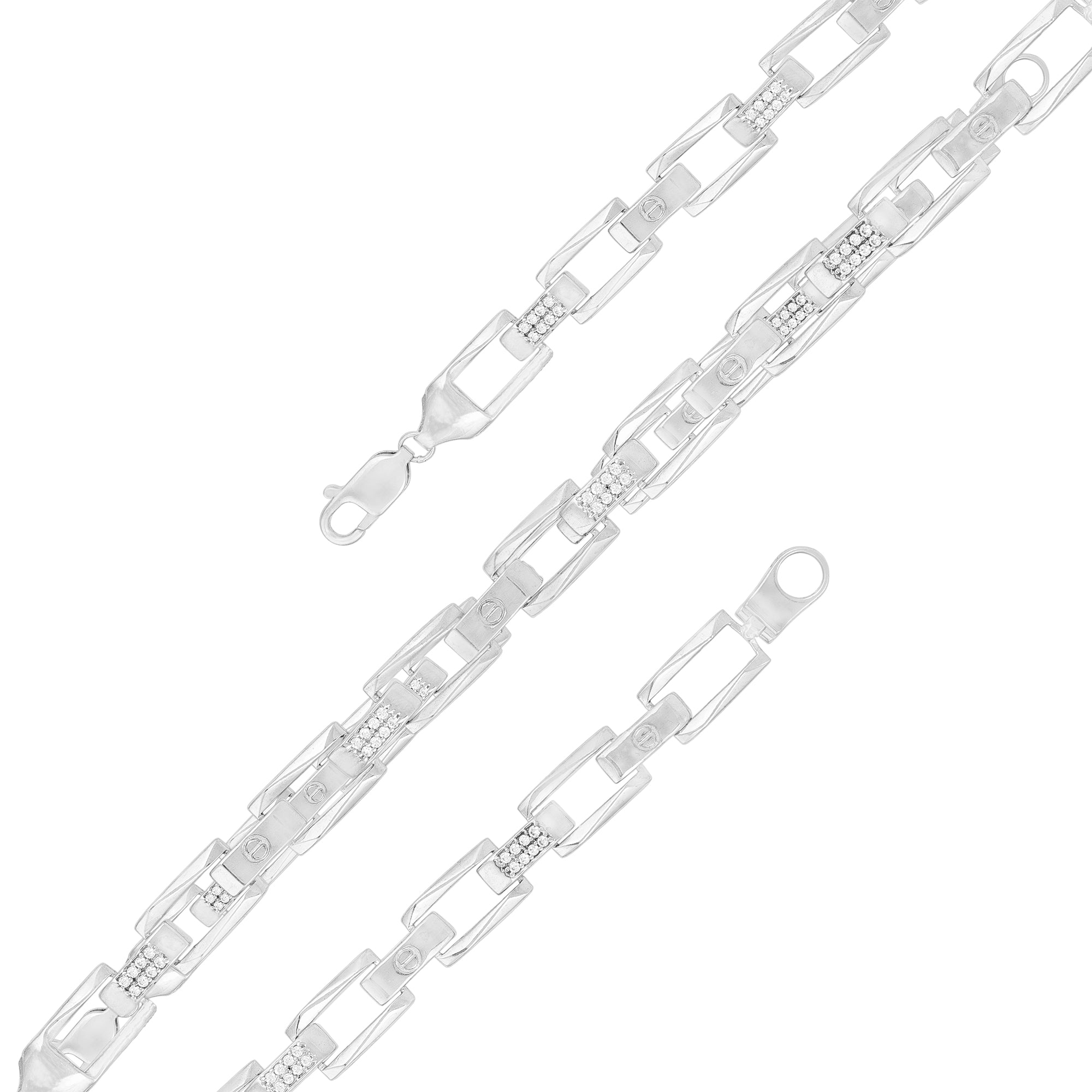 Rectangular Halo Rhodium Plated Bracelet
