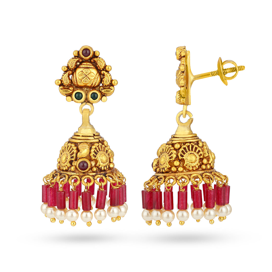 Red Drape 925 Sterling Silver Jhumka Earring for Women