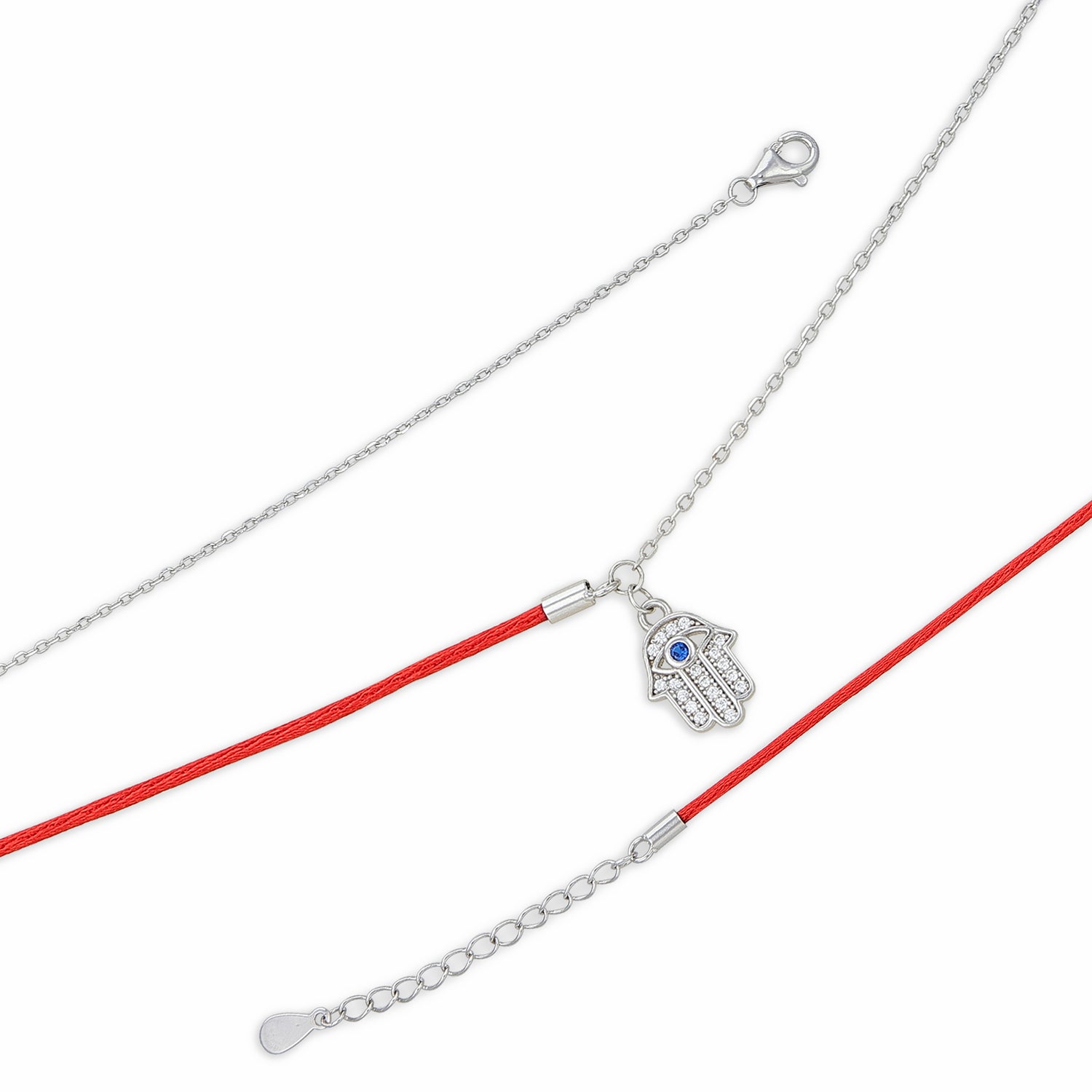 Red String Silver Anklets