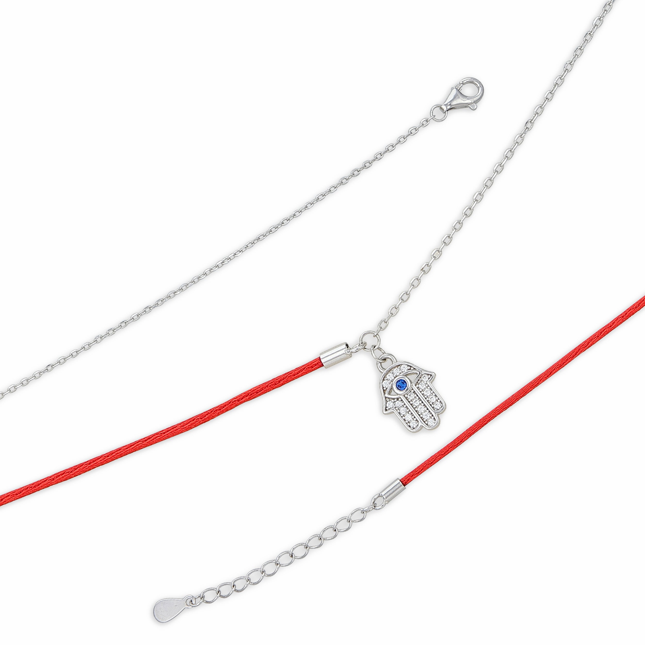 Red String Silver Anklets
